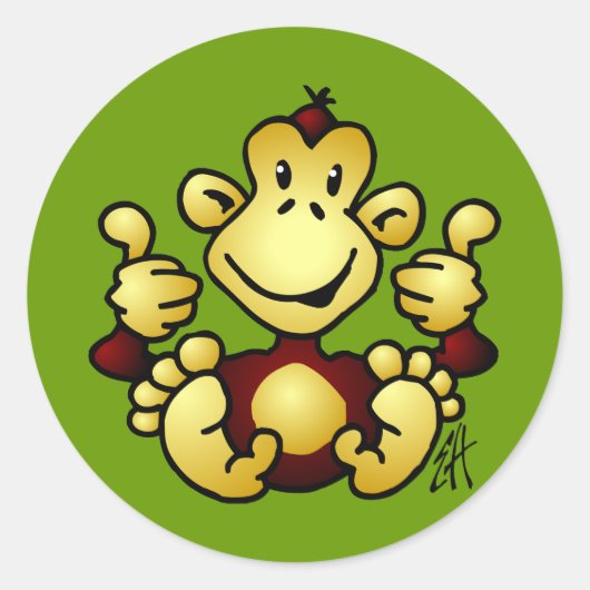 Manic Monkey Runder Aufkleber (Vorderseite)