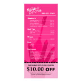 MANICE PEDICURE Coupon Menu magenta Werbekarte (Hinten)