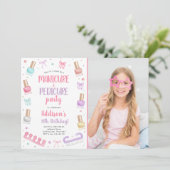 Manicure and Pedicure Bow Mani-Pedi Party Birthday Einladung (Stehend Vorderseite)