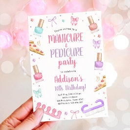 Manicure and Pedicure Bow Mani-Pedi Party Birthday Einladung