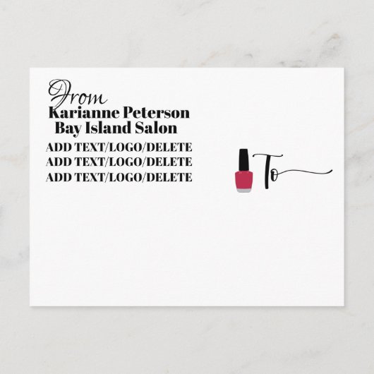 Manicure Nail Art Weihnachten Postkarte (Rückseite)