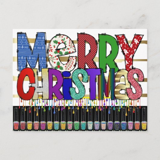 Manicure Nail Art Weihnachten Postkarte (Vorderseite)