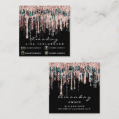 Manicure Nail Artist Tropfen Glitzer Soziale Rose  Quadratische Visitenkarte (Vorne/Hinten)