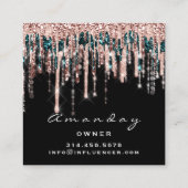 Manicure Nail Artist Tropfen Glitzer Soziale Rose Quadratische Visitenkarte (Rückseite)