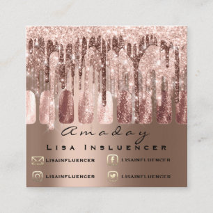 Manicure Nail Artist Tropfens Glitzer Social Media Quadratische Visitenkarte