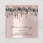 Manicure Nail Artist Tropfens Glitzer Soziale Rose Quadratische Visitenkarte (Rückseite)