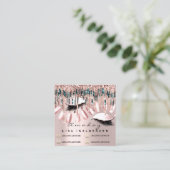 Manicure Nail Artist Tropfens Glitzer Soziale Rose Quadratische Visitenkarte (Stehend Vorderseite)