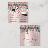 Manicure Nail Artist Tropfens Glitzer Soziale Rose Quadratische Visitenkarte (Vorne/Hinten)