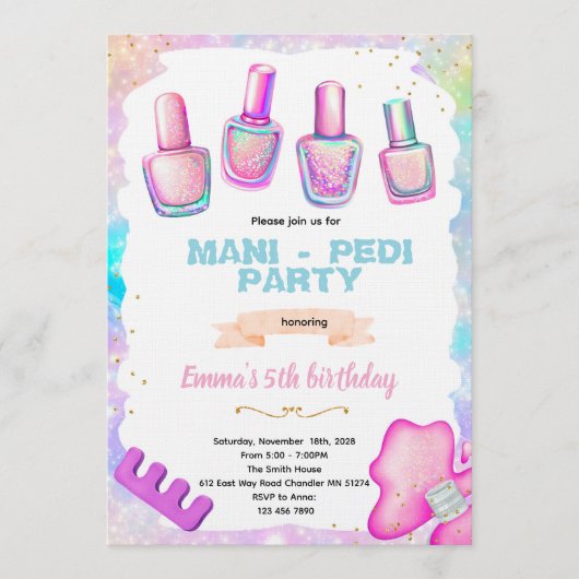 Manicure pedicure spa party invitation einladung (Vorderseite)