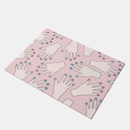 Manicured Handnagel-Studio-Rosa-Pastell-Muster Fußmatte (Schrägansicht)