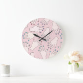 Manicured Handnagel-Studio-Rosa-Pastell-Muster Große Wanduhr (Zuhause)