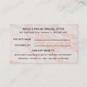 Manicurist Nail Tech Refer a Friend Rose Gold Visitenkarte (Rückseite)
