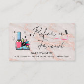 Manicurist Nail Tech Refer a Friend Rose Gold Visitenkarte (Vorderseite)