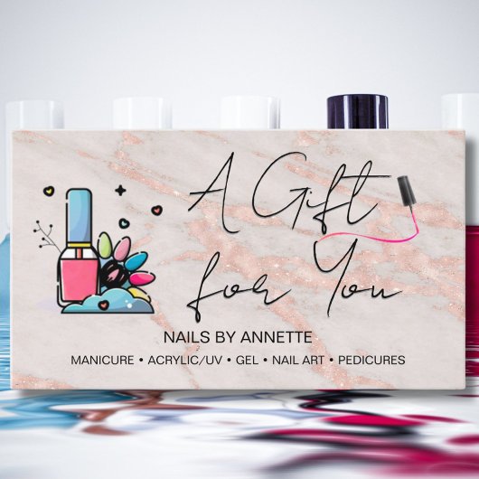 Manicurist Nail Tech Rose Marble Gift Certificate  Visitenkarte