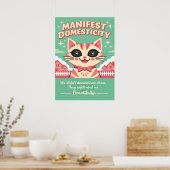 Manifest Domesticity Cat Illustration Poster (Küche)