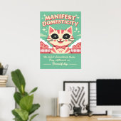 Manifest Domesticity Cat Illustration Poster (Heimbüro)