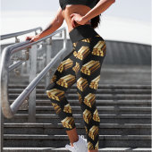 Manifest Wealth Gold Bars Bling Black Capri Leggings