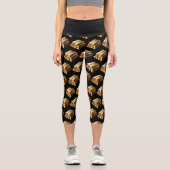 Manifest Wealth Gold Bars Bling Black Capri Leggings (Vorderseite)