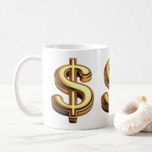 Manifest Wealth Gold Dollar-Zeichen Kaffeetasse
