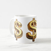 Manifest Wealth Gold Dollar-Zeichen Kaffeetasse (Vorderseite Links)