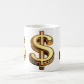 Manifest Wealth Gold Dollar-Zeichen Kaffeetasse (Mittel)