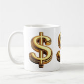 Manifest Wealth Gold Dollar-Zeichen Kaffeetasse (Links)