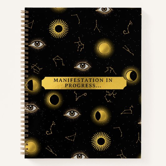 Manifestation Celestial Sun & Moon Zodiac Eye Notizblock (Vorderseite)