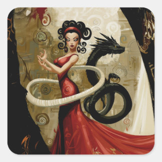 Manifestation der Absicht okkult dunkle Hexerei Ku Quadratischer Aufkleber