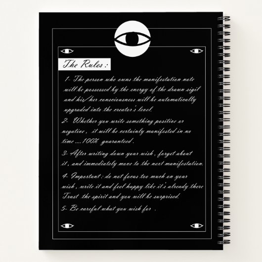 Manifestation Notizblock (Rückseite)