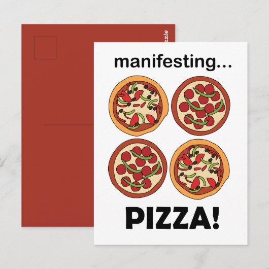 Manifestation von Pepperoni-Pizza Postkarte (Vorne/Hinten)