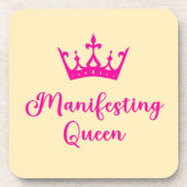 Manifestation von Queen Pink Letters Getränkeuntersetzer (Vorderseite)