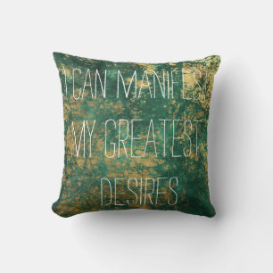 Manifestations Affirmation Zitat zu "Green" Kissen