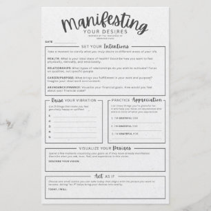 Manifestations-Arbeitsblatt - Absichten Visualisie