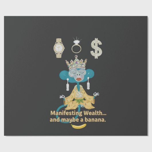 Manifestierender Wohlstands-Affe Zen-Kunst Geschenkpapier (Flach)