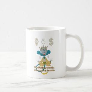 Manifesting Wealth Affe Zen-Kunst Kaffeetasse