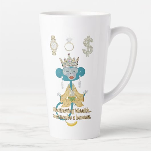 Manifesting Wealth Affe Zen-Kunst Milchtasse (Rechts)