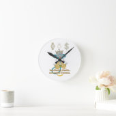 Manifesting Wealth Affe Zen-Kunst Runde Wanduhr (Zuhause)