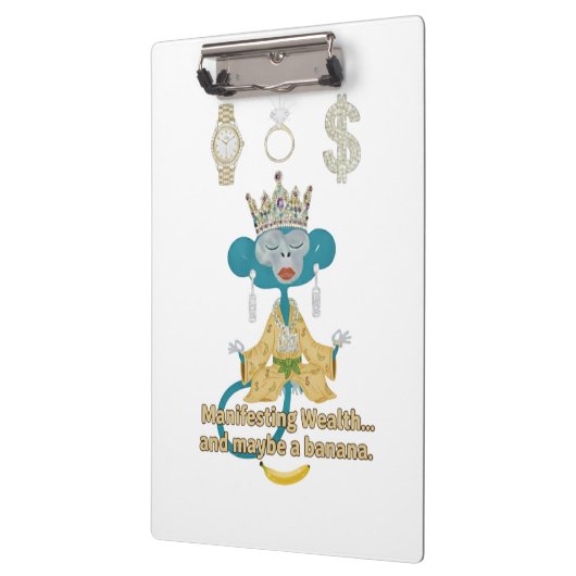 Manifesting Wealth Monkey zen art  Klemmbrett (Links)