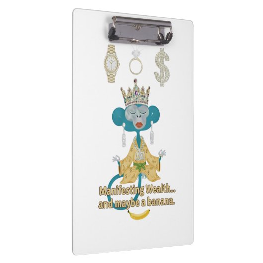 Manifesting Wealth Monkey zen art  Klemmbrett (Rechts)
