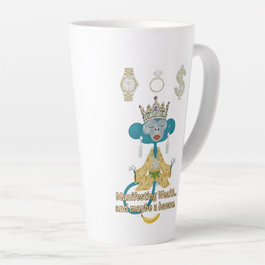 Manifesting Wealth Monkey zen art  Milchtasse (Rechte Ecke)