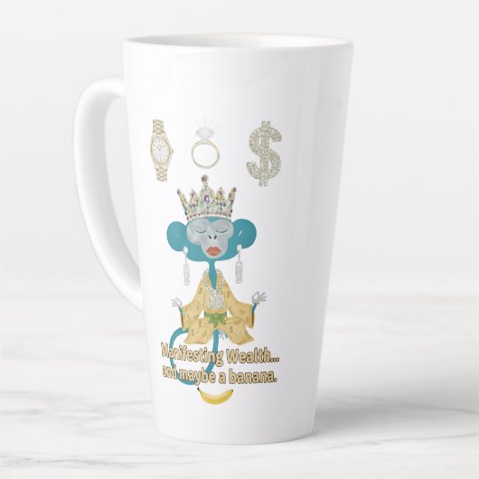 Manifesting Wealth Monkey zen art  Milchtasse (Linke Ecke)