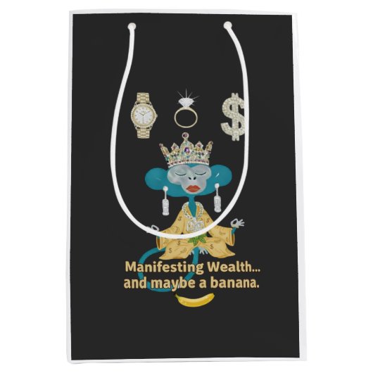 Manifesting Wealth Monkey zen art Mittlere Geschenktüte (Vorderseite)