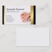 Maniküre Black & Gold Border Französisches Manikür Visitenkarte (Vorne/Hinten)