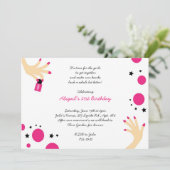 Maniküre Einladungen Rosa schwarze Sterne Geburtst (Stehend Vorderseite)