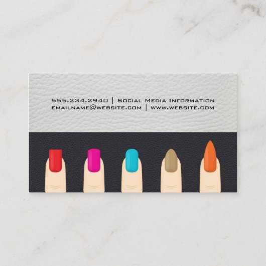 Maniküre Finger Nails | Lederuntergrund Visitenkarte (Rückseite)