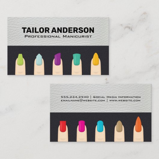 Maniküre Finger Nails | Lederuntergrund Visitenkarte (Vorne/Hinten)