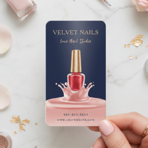 Maniküre-Künstlerin Nägel Navy Blau Blush Rosa Chi Visitenkarte