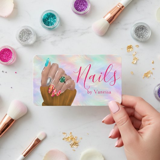 Maniküre-Nagelstudio-Künstler Chic Iridescent Opal Visitenkarte