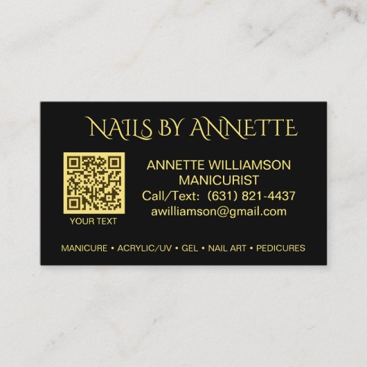 Maniküre Nageltechniker Gold Akzent Visitenkarte (Vorderseite)