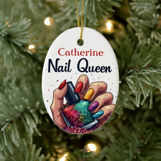 Maniküre Nail Artist Personalisiert Nail Queen Keramik Ornament (Baum)